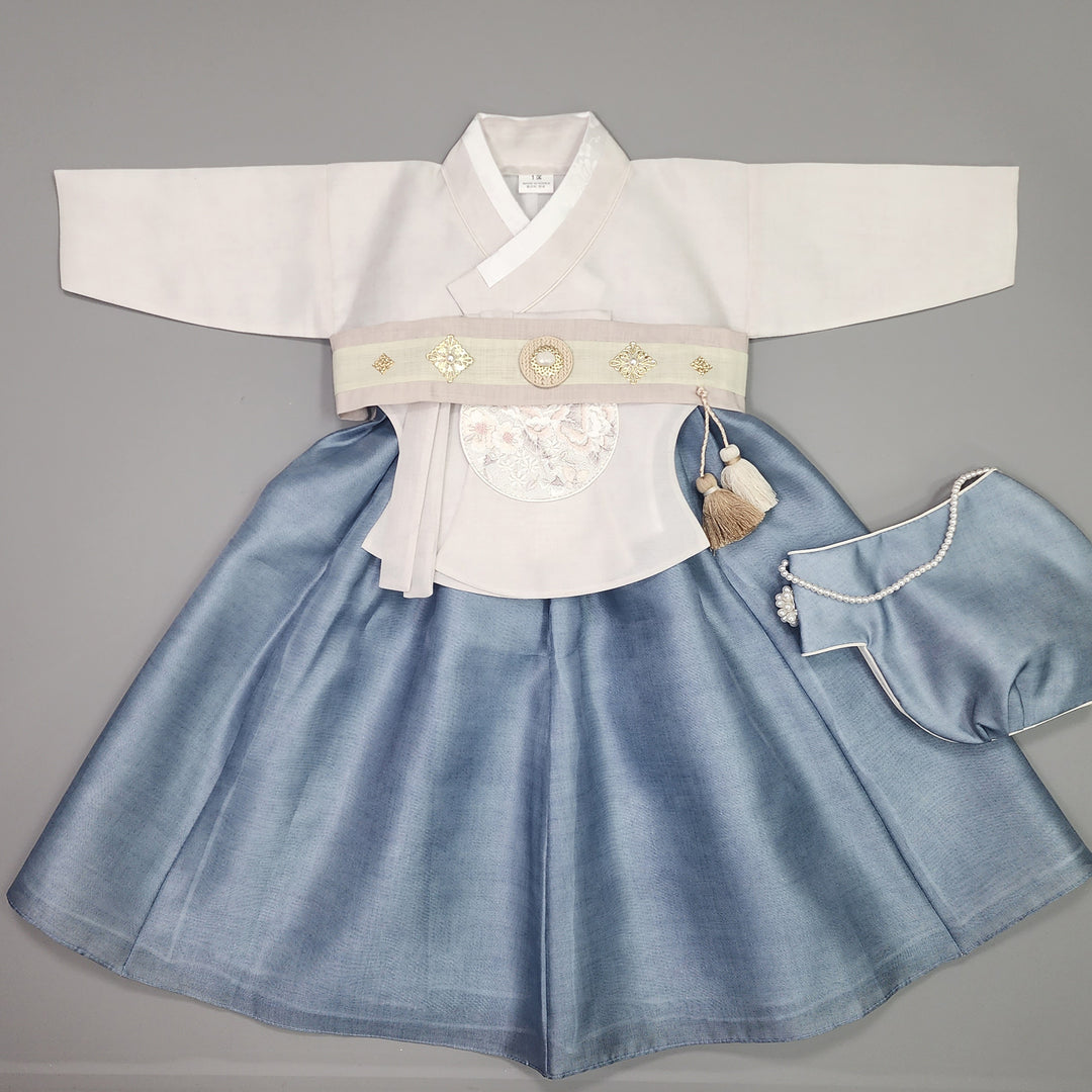 Hanbok Girl Baby Korea Traditional Clothing Set First Birthday Celebration Party 100th Birth Celebration 1–15 years Ivory Blue