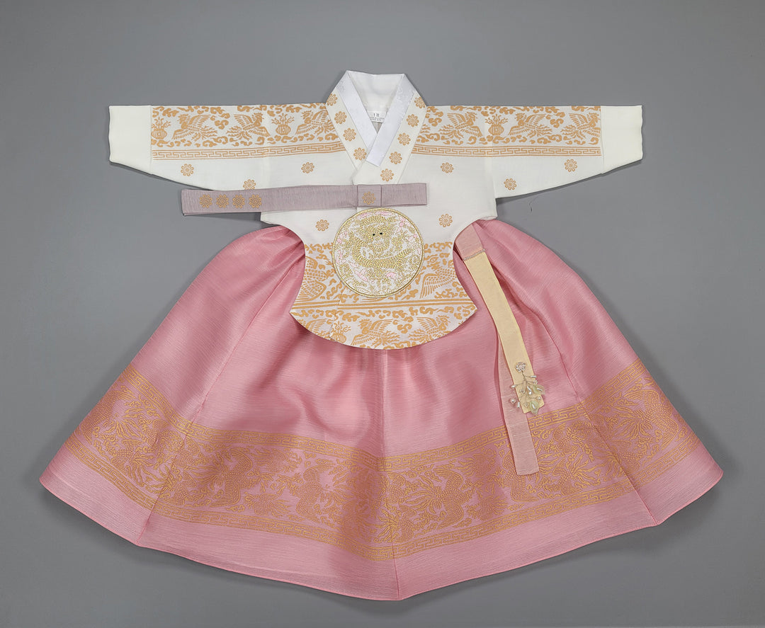 Hanbok Girl Baby Korea Traditional Clothing Set First Birthday Celebration Party 100th Birth Celebration 1–10 years Gold Print HG159