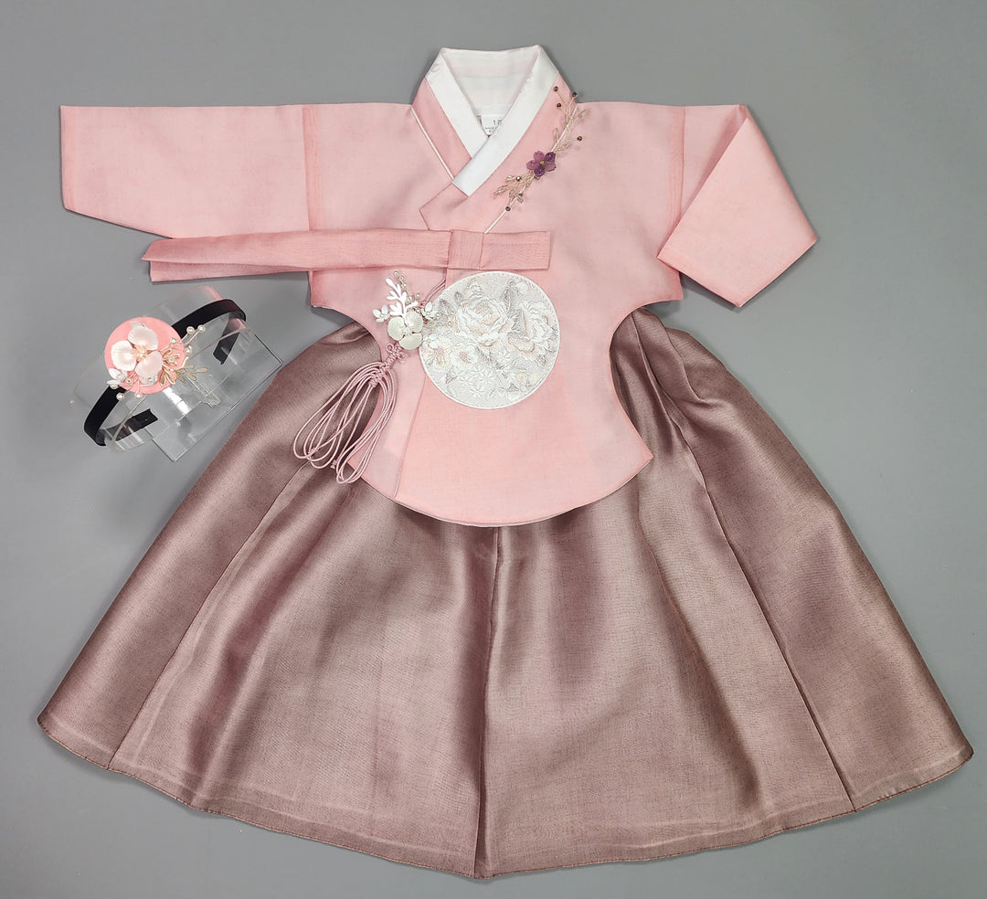 Hanbok Girl Baby Korea Traditional Clothing Set First Birthday Celebration Party 100th Birth Celebration 1–15 years Pink Brown