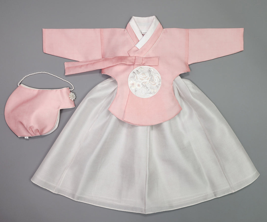 Hanbok Girl Baby Korea Traditional Clothing Set First Birthday Celebration Party 100th Birth1–15 years Pink Ivory HG108