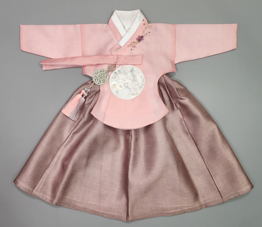 Hanbok Girl Baby Korea Traditional Clothing Set First Birthday Celebration Party 100th Birth1–15 years Pink Brown HG112