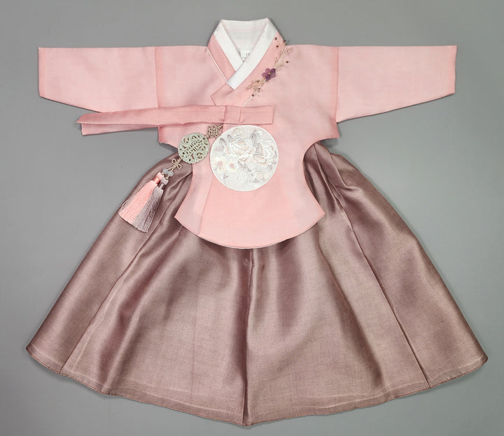 Hanbok Girl Baby Korea Traditional Clothing Set First Birthday Celebration Party 100th Birth Celebration 1–15 years Pink Brown