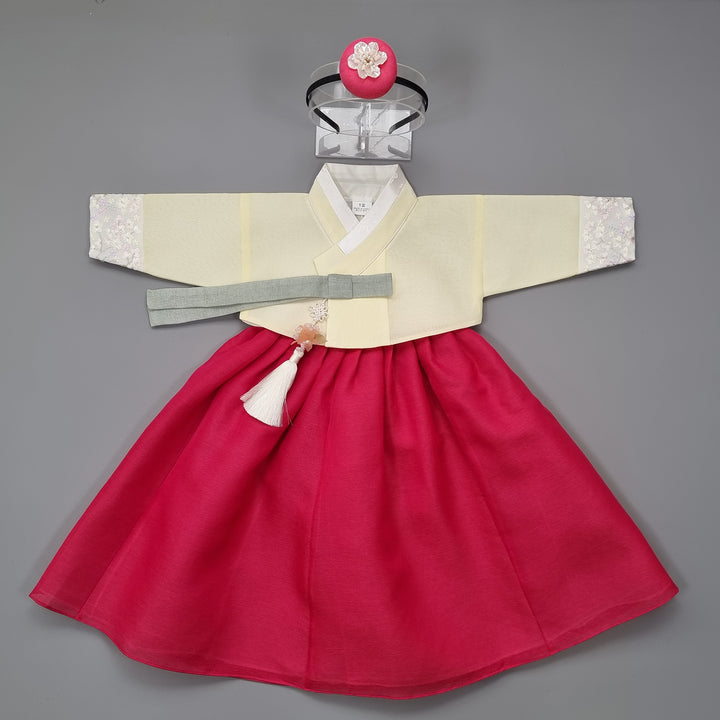 Hanbok Girl Baby Korea Traditional Clothing Set First Birthday Celebration Party 100th Birth Celebration 1–15 years Yellow Red HG164