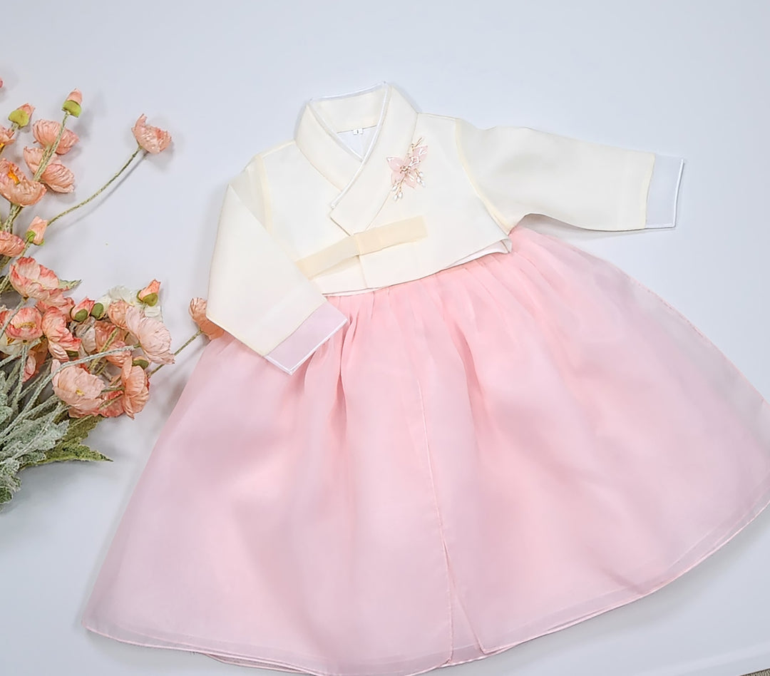 Hanbok Girl Baby Korea Traditional Clothing Set First Birthday Celebration Party Celebration 1–8 years Pastel Beige Pink OSG102