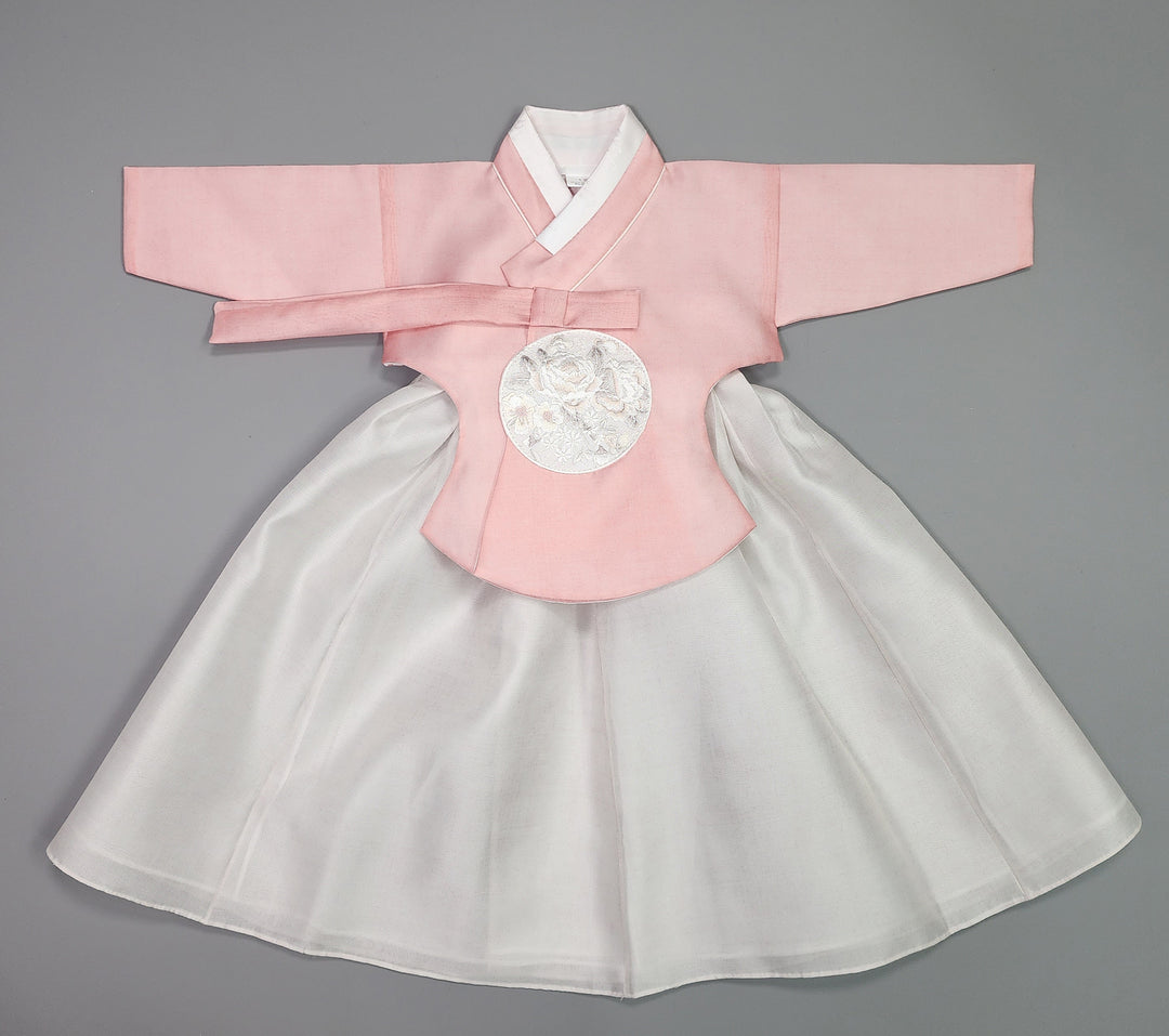 Hanbok Girl Baby Korea Traditional Clothing Set First Birthday Celebration Party 100th Birth1–15 years Pink Ivory HG108