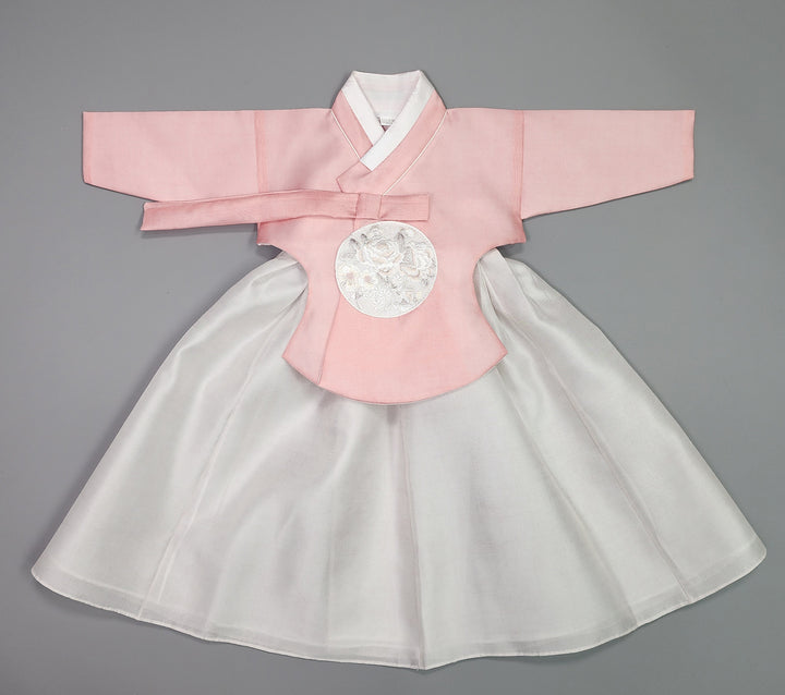 Hanbok Girl Baby Korea Traditional Clothing Set First Birthday Celebration Party 100th Birth1–15 years Pink Ivory HG108