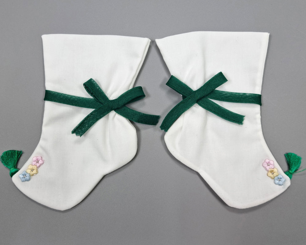 Korean Traditional Boy Girl Baby Hanbok Socks Beoseon 버선 White Ribbon Baikil Dol 1 Year SOC018