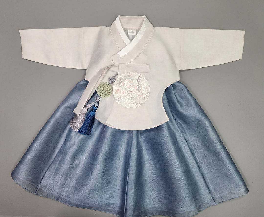 Hanbok Girl Baby Korea Traditional Clothing Set First Birthday Celebration Party 100th Birth Celebration 1–15 years Ivory Blue