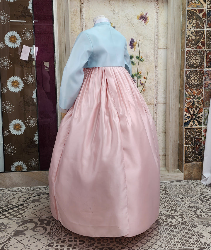 Korean Traditional Woman Personal Custom Hanbok Wedding Party Ceremony Blue Pink Mom Hanbok OSW004