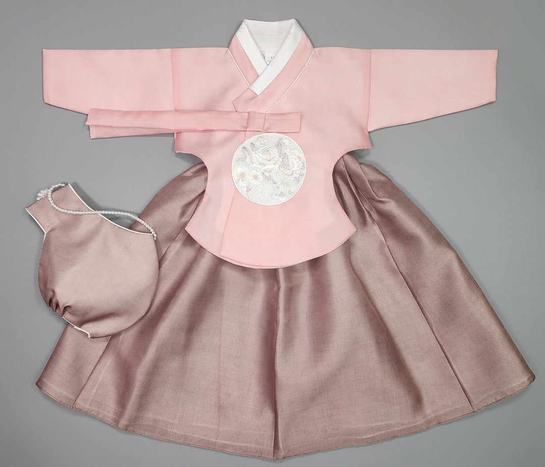 Hanbok Girl Baby Korea Traditional Clothing Set First Birthday Celebration Party 100th Birth1–15 years Pink Brown HG112