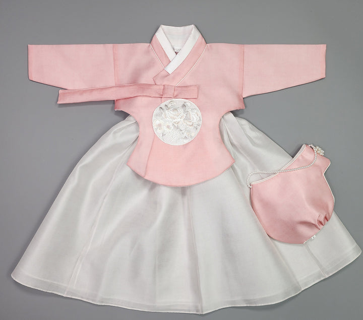 Hanbok Girl Baby Korea Traditional Clothing Set First Birthday Celebration Party 100th Birth1–15 years Pink Ivory HG108