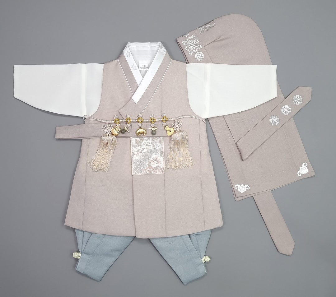 Hanbok Boy Baby Korea Traditional Clothing Set First Birthday Celebration Party 100th Birth Celebration 1–15 years Baby Beige HGB111