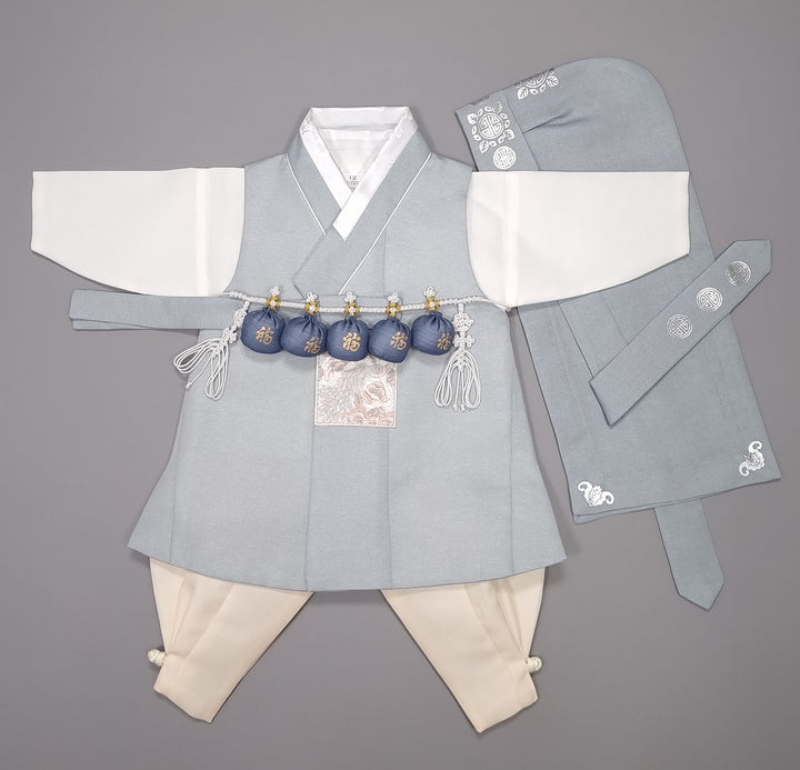 Hanbok Boy Baby Korea Traditional Clothing Set First Birthday Celebration Party 100th Birth Celebration 1–15 years Baby Blue HGB110