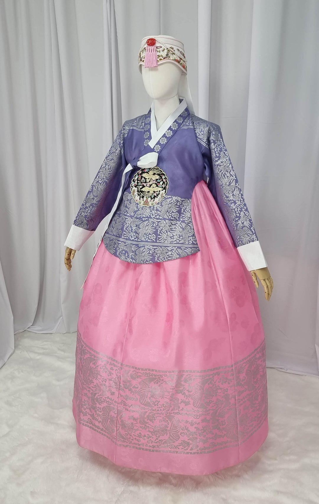 Korean Traditional Woman Personal Custom Hanbok Wedding Party Ceremony High Quality Print Dangui 당의 Queen Princess Design Hanbok Violet Pink OSW142