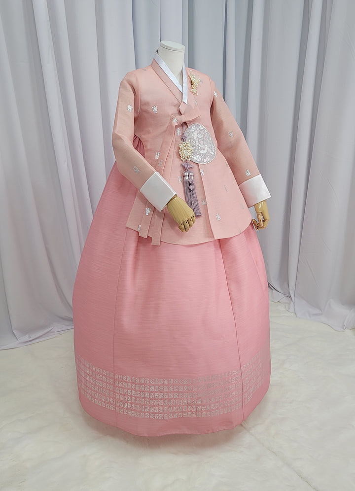 Korean Traditional Woman Personal Custom Hanbok Wedding Party Ceremony High Quality Print Dangui 당의 Queen Princess Design Hanbok Pink OSW148