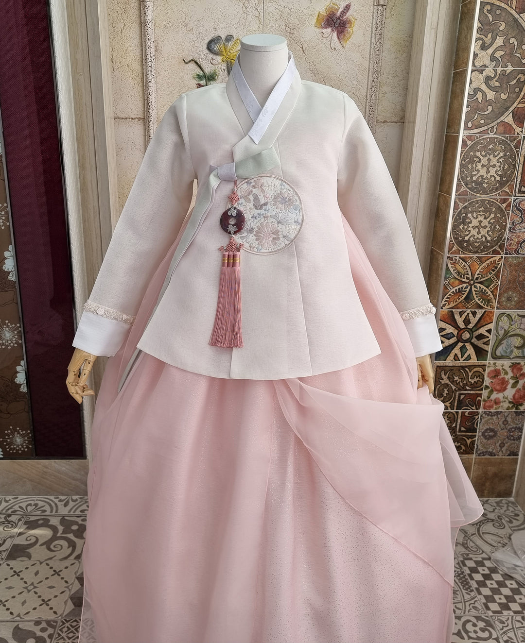 Korean Traditional Woman Personal Custom Hanbok Wedding Party Ceremony Lovely Pink Hanbok Skirt Mom Grandmom Hanbok OSW136