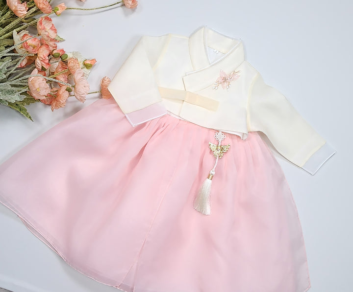 Hanbok Girl Baby Korea Traditional Clothing Set First Birthday Celebration Party Celebration 1–8 years Pastel Beige Pink OSG102