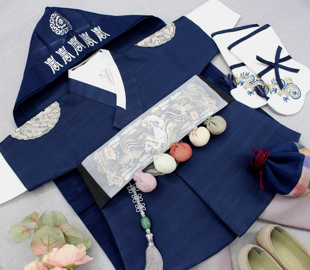 Korean Traditional Boy Baby Hanbok Dol Baikil Party Celebration 100th-10 Years&nbsp; Dark Navy DDB101