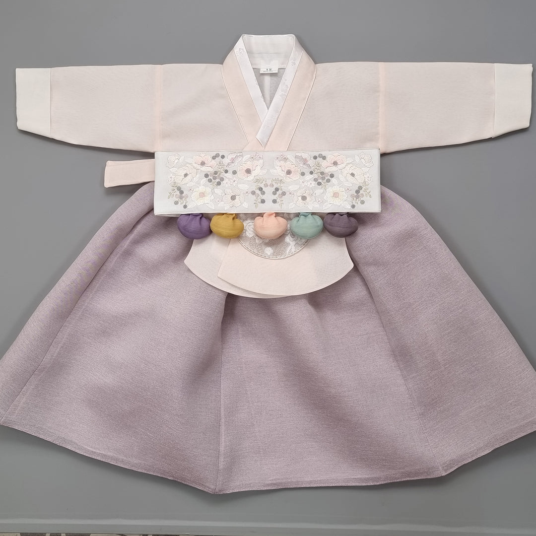 Hanbok Girl Baby Korea Traditional Clothing Set First Birthday Celebration Party 100th Birth Celebration 1–15 years Violet HG159