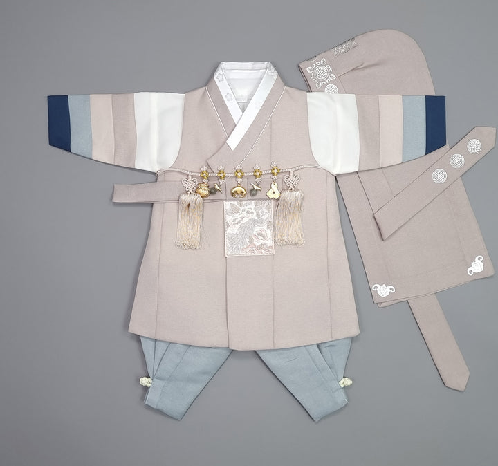 Hanbok Boy Baby Korea Traditional Clothing Set First Birthday Celebration Party 100th Birth Celebration 1–15 years Baby Beige Saekdong HGB109