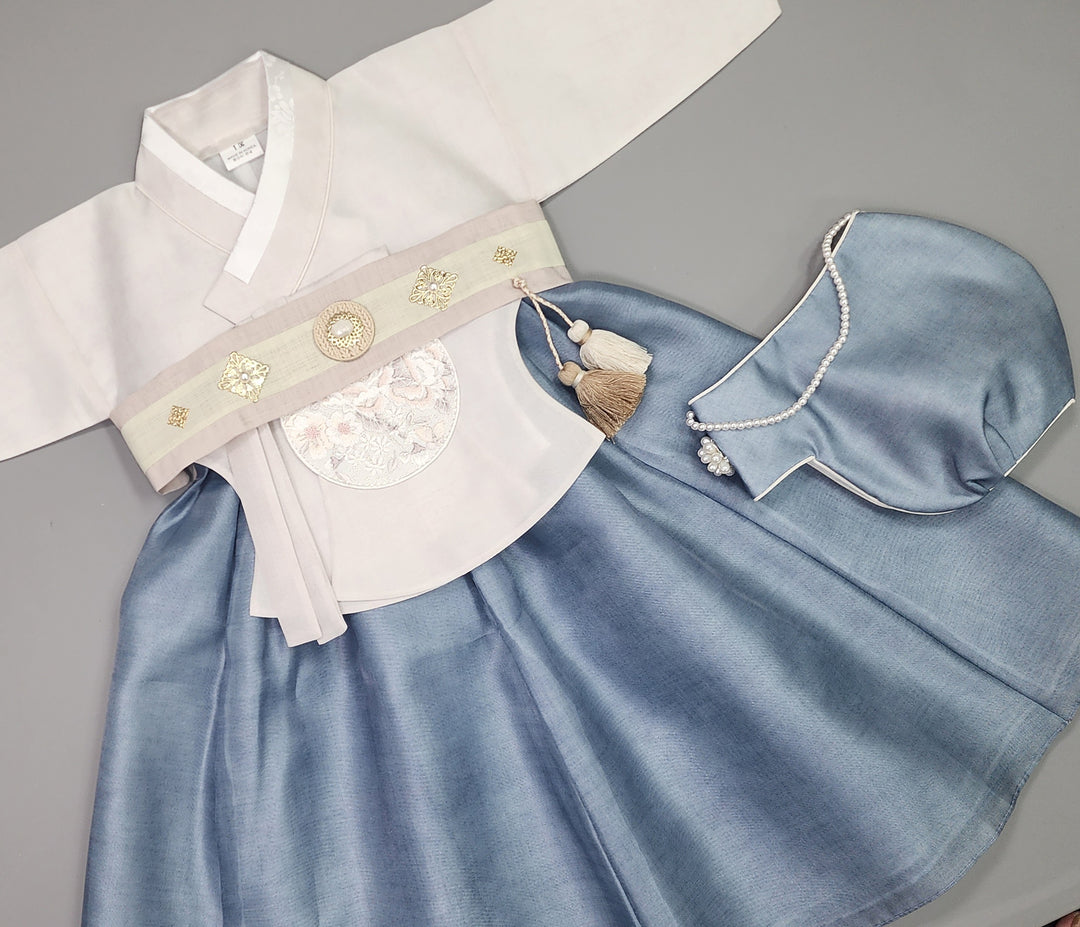 Hanbok Girl Baby Korea Traditional Clothing Set First Birthday Celebration Party 100th Birth Celebration 1–15 years Ivory Blue