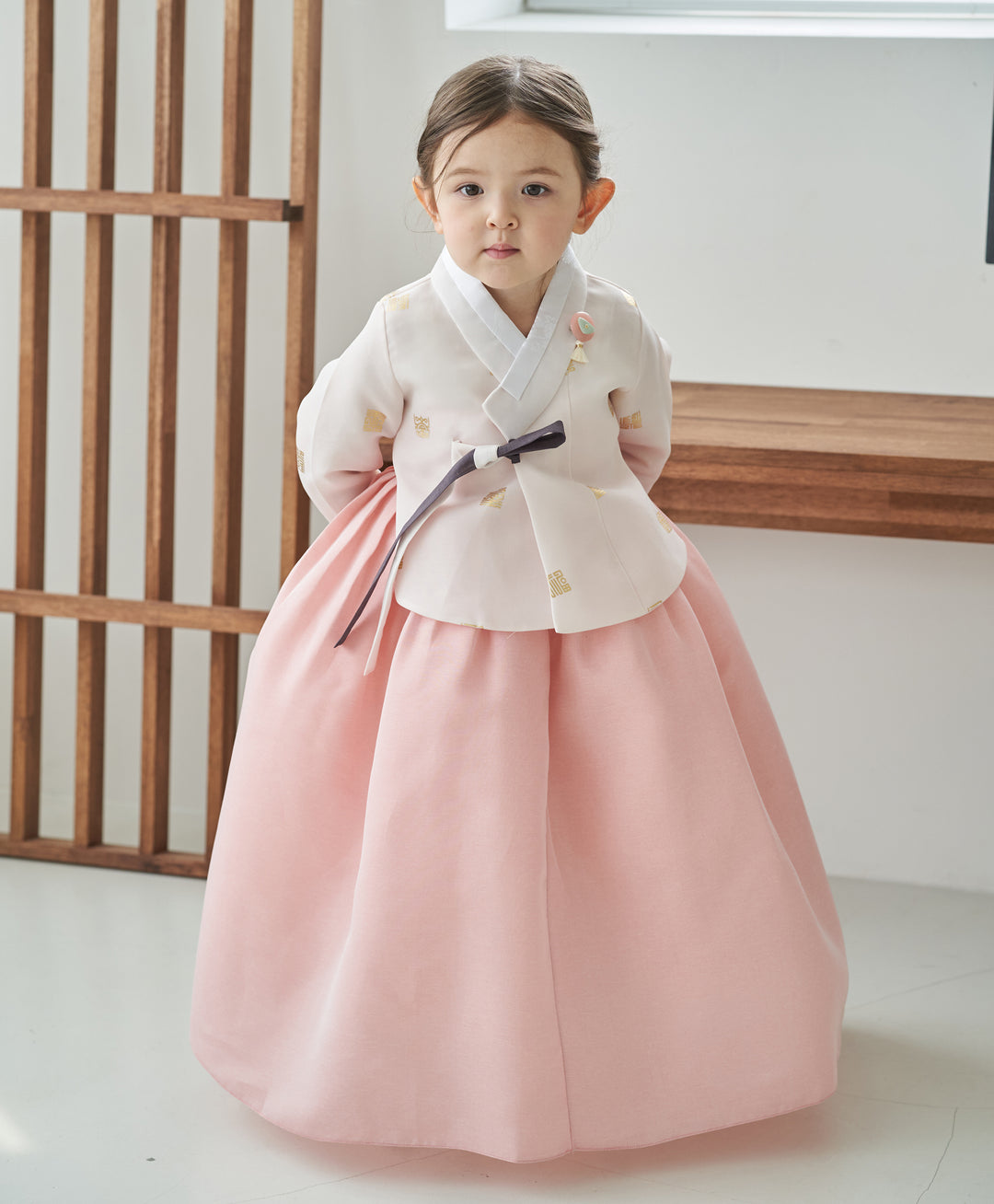 Hanbok Dress Girl Baby Korea Traditional Clothing Set First Birthday Celebration Party Celebration 1–8 Years Ivory Pink OS103