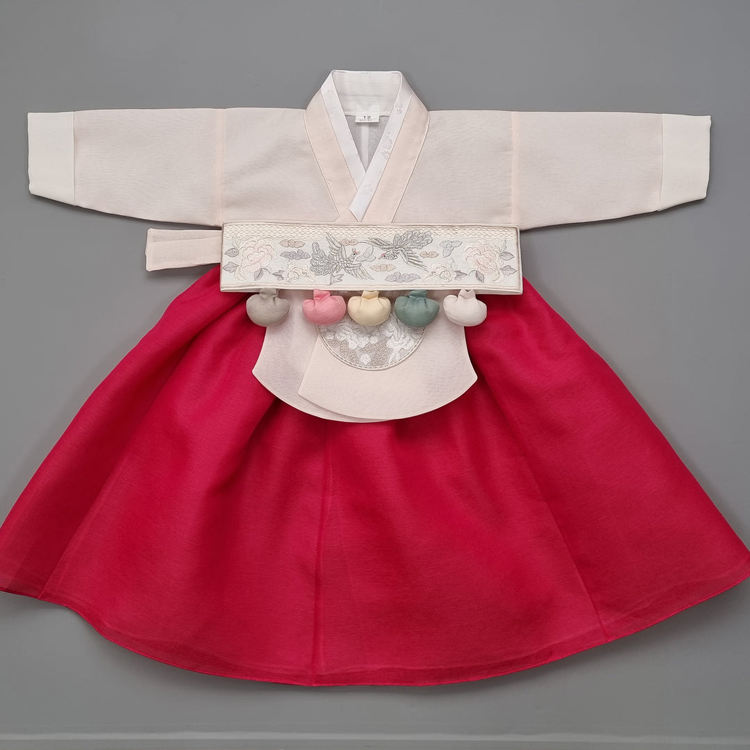 Hanbok Girl Baby Korea Traditional Clothing Set First Birthday Celebration Party 100th Birth Celebration 1–15 years Red HG160