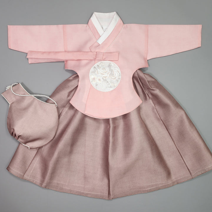 Hanbok Girl Baby Korea Traditional Clothing Set First Birthday Celebration Party 100th Birth1–15 years Pink Brown HG112