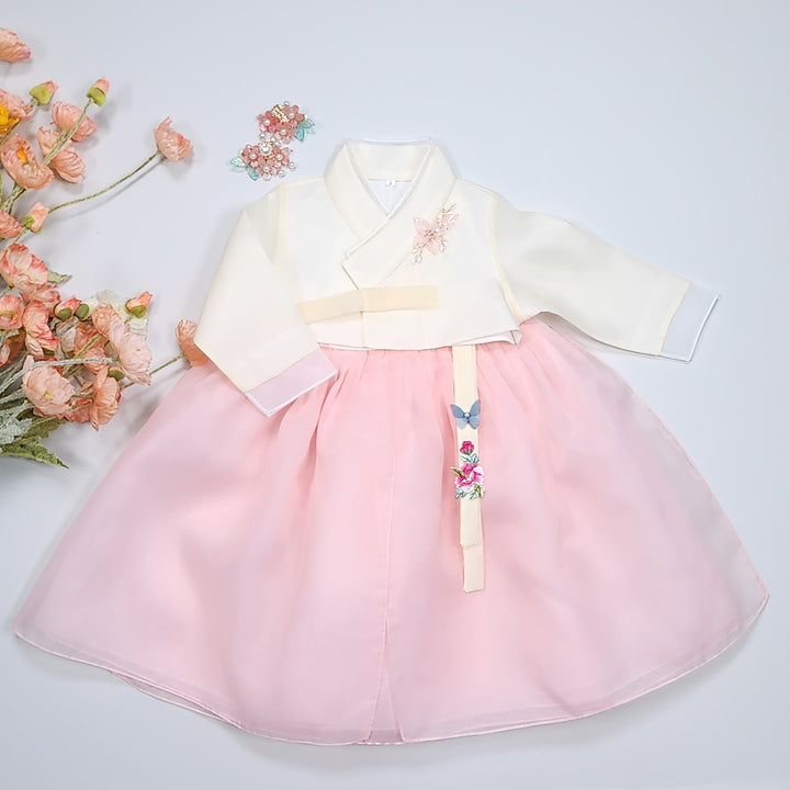 Hanbok Girl Baby Korea Traditional Clothing Set First Birthday Celebration Party Celebration 1–8 years Pastel Beige Pink OSG102