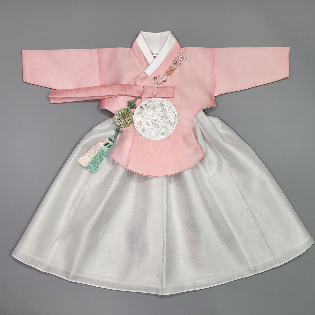 Hanbok Girl Baby Korea Traditional Clothing Set First Birthday Celebration Party 100th Birth1–15 years Pink Ivory HG108