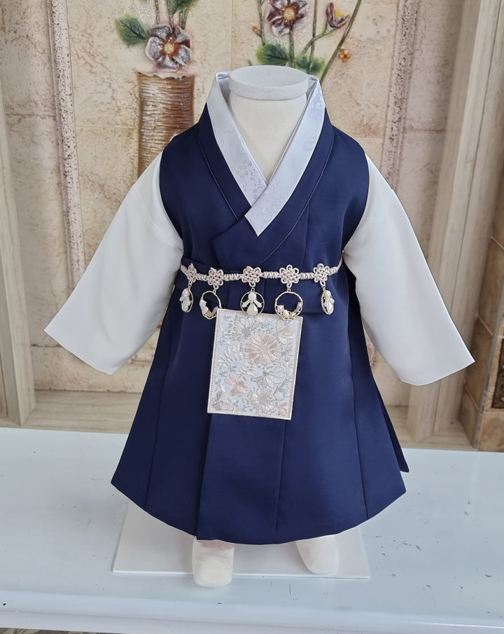 Hanbok Boy Baby Korea Traditional Clothing Set First Birthday Celebration Party 100th Birth Celebration 1–15 years Baby Navy HGB103