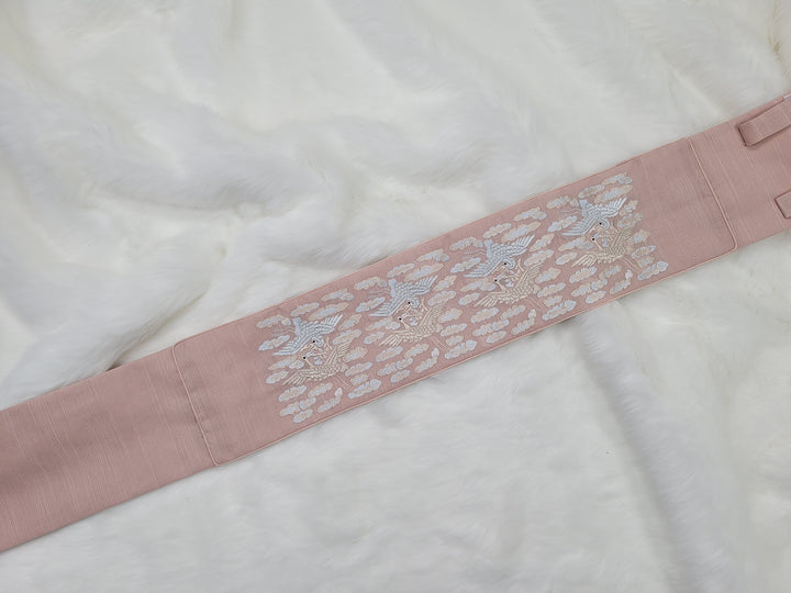 Korean Traditional Hanbok Belt Man Embroidery Pink OB03