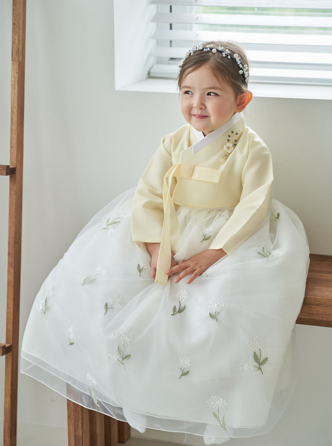 Hanbok Dress Girl Baby Korea Traditional Clothing Set First Birthday Celebration Party Celebration 100th Days Baikil Pastel Yellow 1–8 Years Dress OS107