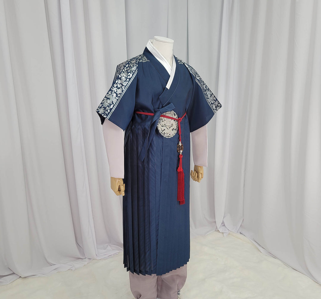 Korean Traditional Man Male Personal Custom Hanbok&nbsp; Green-Navy Kings Prince Design Wedding Party Ceremony OSM143