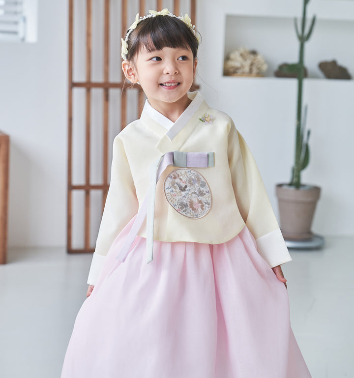 Hanbok Girl Baby Korea Traditional Clothing Set First Birthday Celebration Party 100th Birth Celebration 1-10 years Light Pink Yellow