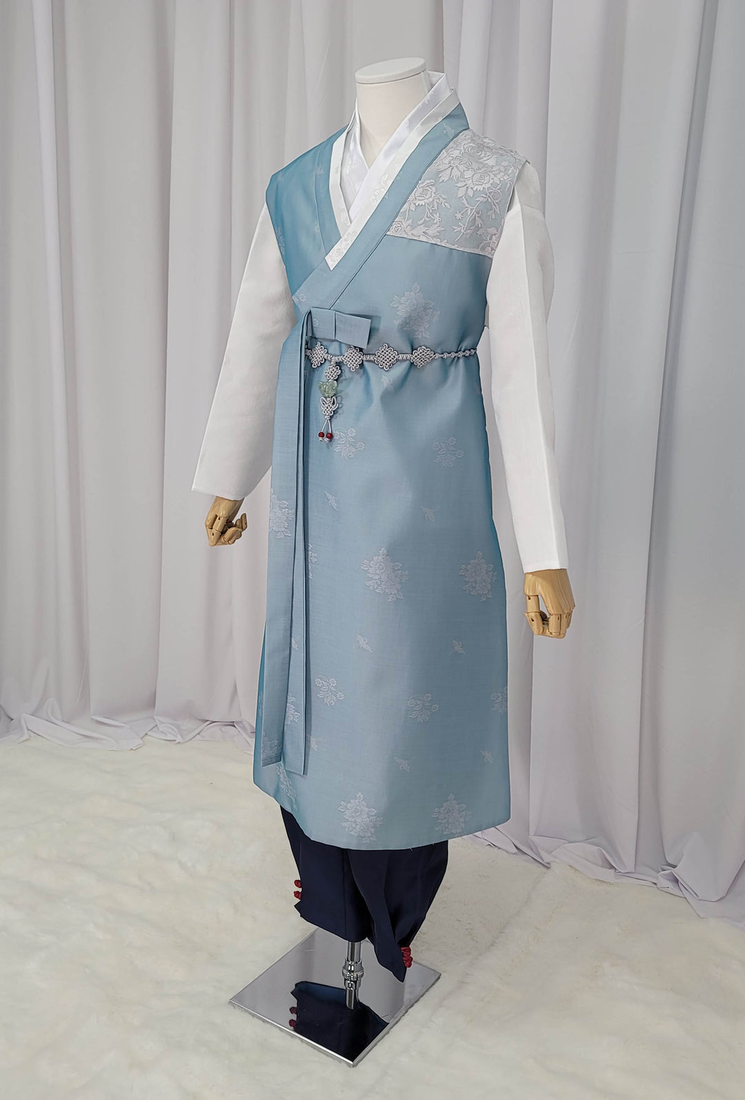 Korean Traditional Man Male Personal Custom Hanbok&nbsp; Light Blue Dad Son Couple Wedding Party Ceremony OSM150