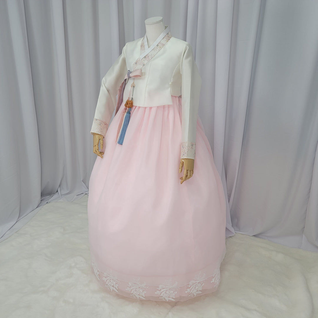 Woman Hanbok Dress Korea Traditional cothes Set Wedding Ceremony Birthday Custom-Made Lace Pink OSW512