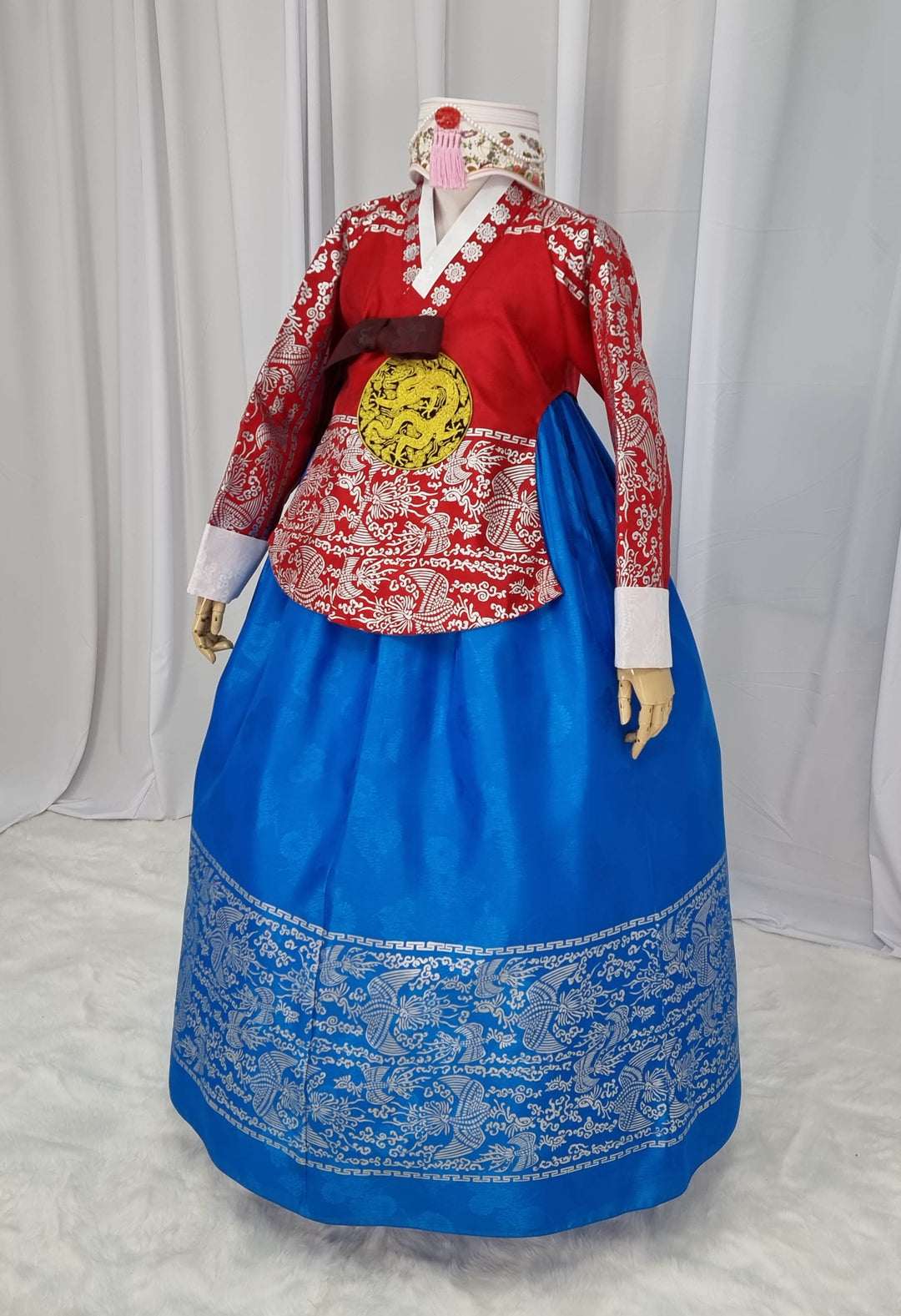 Korean Traditional Woman Personal Custom Hanbok Wedding Party Ceremony High Quality Print Dangui 당의 Queen Princess Design Hanbok Red Blue OSW145