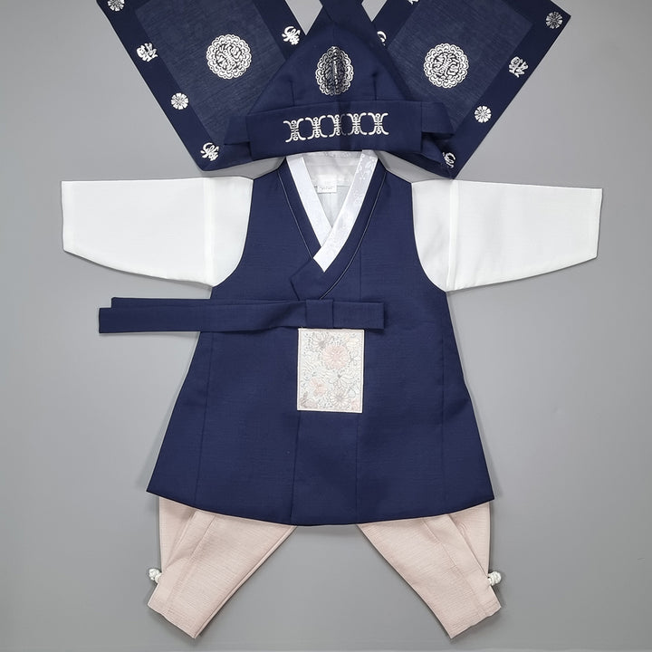 Hanbok Boy Baby Korea Traditional Clothing Set First Birthday Celebration Party 100th Birth Celebration 1–15 years Baby Navy HGB103