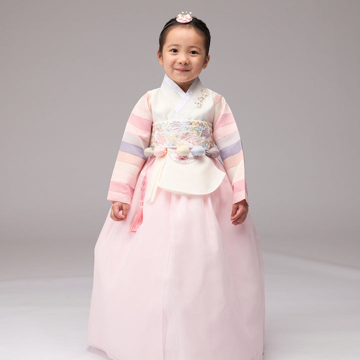 Hanbok Girl Baby Korea Traditional Clothing Set First Birthday Celebration Party Celebration 1–8 years 100th days Light Pink 색동 DGH111