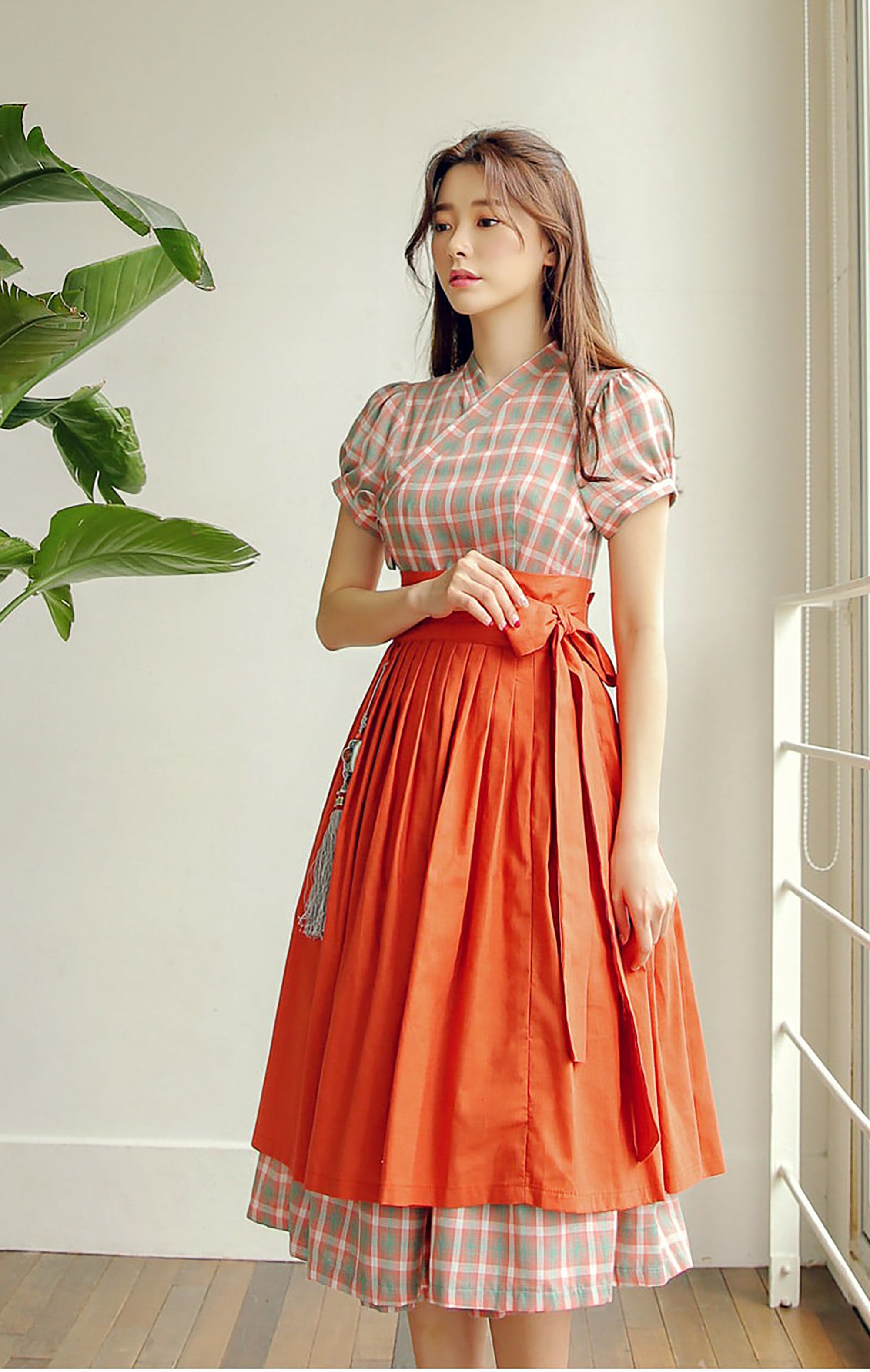 Plus Size 60” Korean Modernized Hanbok Mini Skirt cheapest Embroidery Gold prints Silk Handmade in Korea