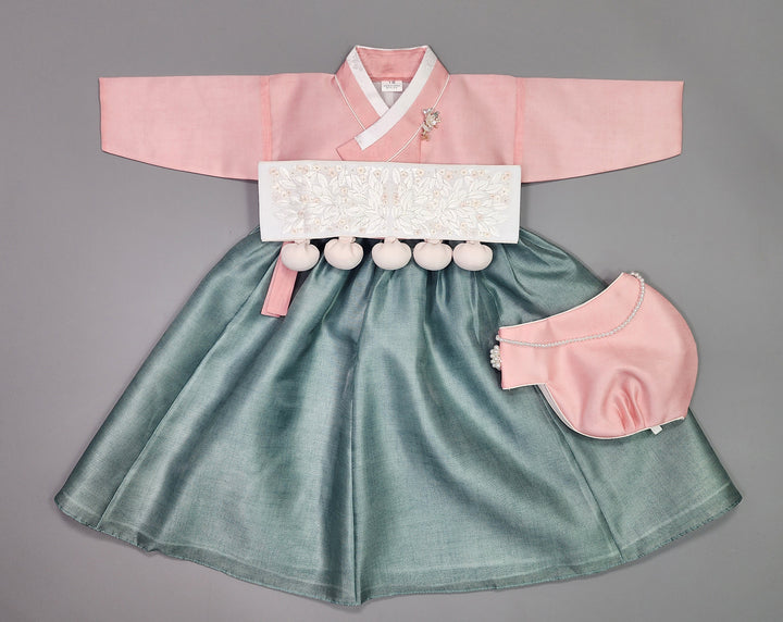 Hanbok Girl Baby Korea Traditional Clothing Set First Birthday Celebration Party 100th Birth1–15 years Pink Green HG106