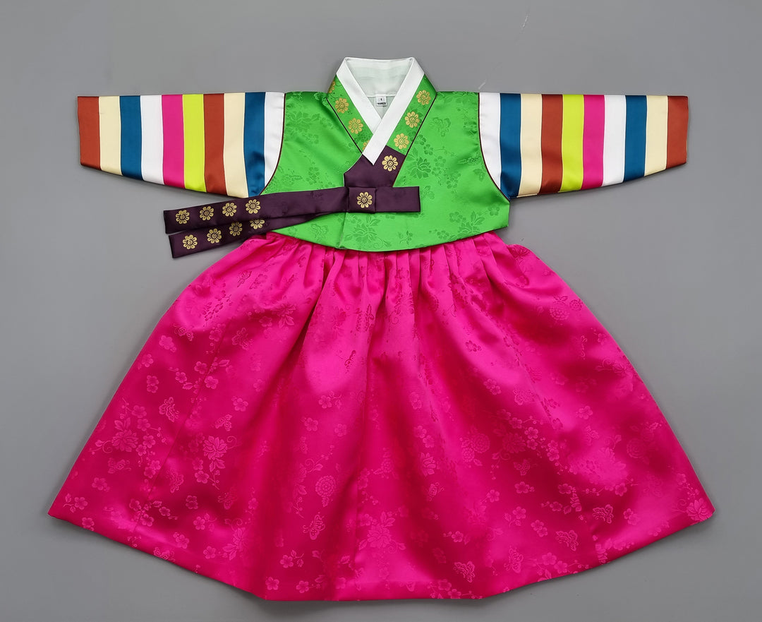 Korean Traditioanl Baby Girl Hanbok Clothing 1 Age Dol Party Celebration Green Pink