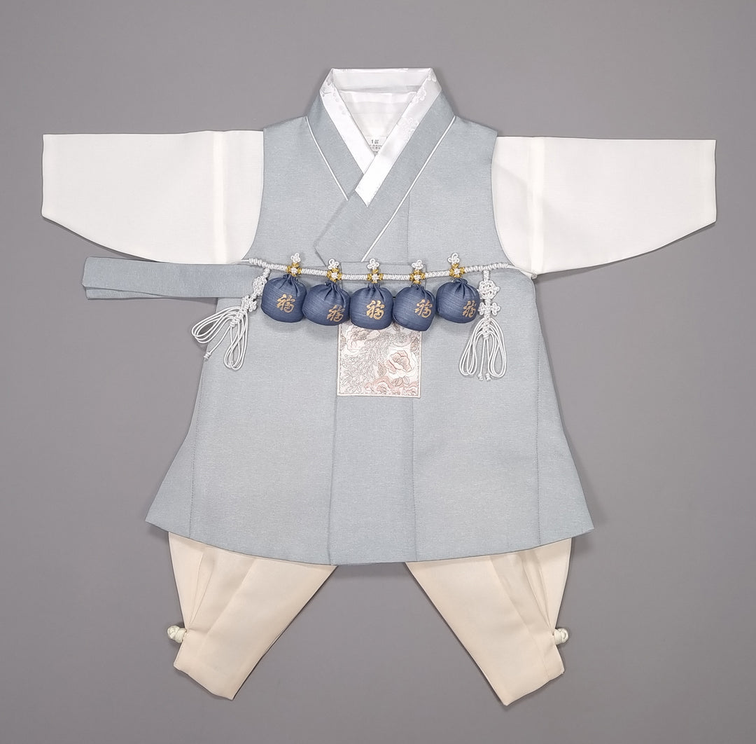 Hanbok Boy Baby Korea Traditional Clothing Set First Birthday Celebration Party 100th Birth Celebration 1–15 years Baby Blue HGB110