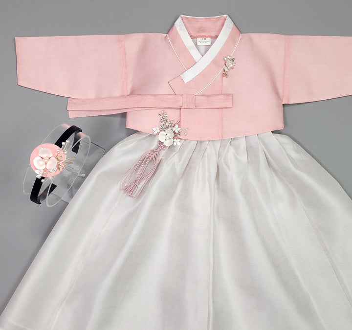 Hanbok Girl Baby Korea Traditional Clothing Set First Birthday Celebration Party 100th Birth1–15 years Pink Ivory HG108