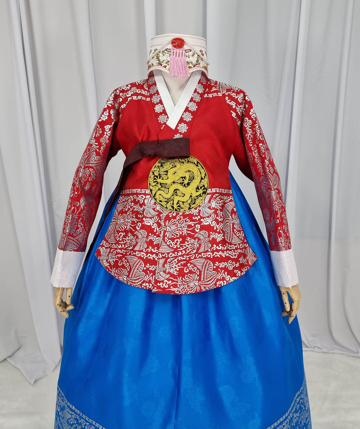 Korean Traditional Woman Personal Custom Hanbok Wedding Party Ceremony High Quality Print Dangui 당의 Queen Princess Design Hanbok Red Blue OSW145