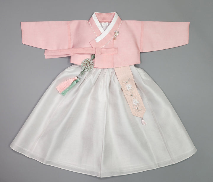 Hanbok Girl Baby Korea Traditional Clothing Set First Birthday Celebration Party 100th Birth1–15 years Pink Ivory HG108