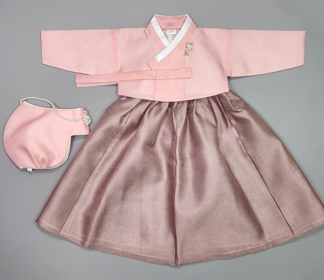 Hanbok Girl Baby Korea Traditional Clothing Set First Birthday Celebration Party 100th Birth Celebration 1–15 years Pink Brown