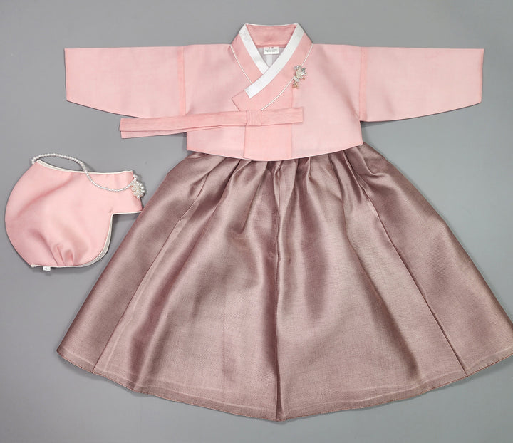 Hanbok Girl Baby Korea Traditional Clothing Set First Birthday Celebration Party 100th Birth1–15 years Pink Brown HG112