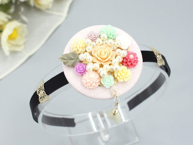 Girl's Hanbok Hair Accessory BASSI head&nbsp; band Piece, Korea Traditional Flower J119